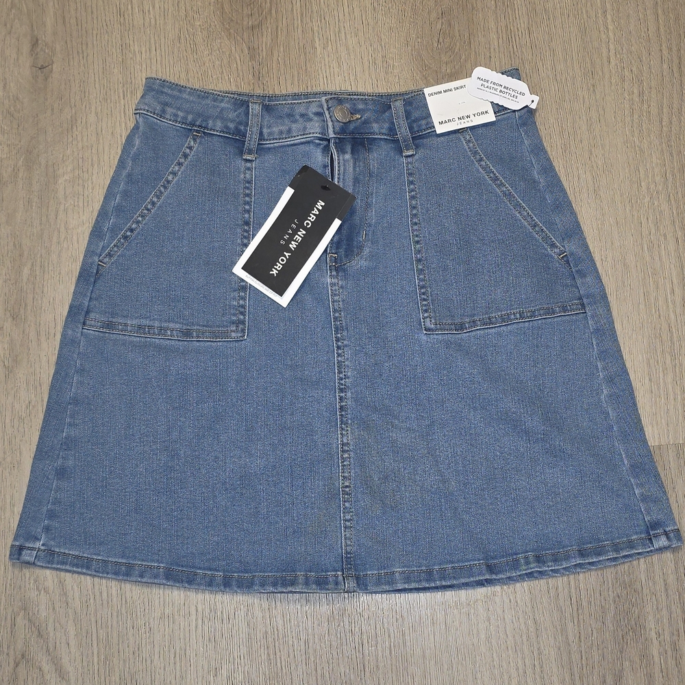 Marc New York Blue A-Line Skirt